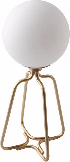 Lampada da tavolo moderna Angel Cerdá in metallo dorato e vetro bianco H: 35,5 cm, L: 16,5 cm, P: 16,5 cm