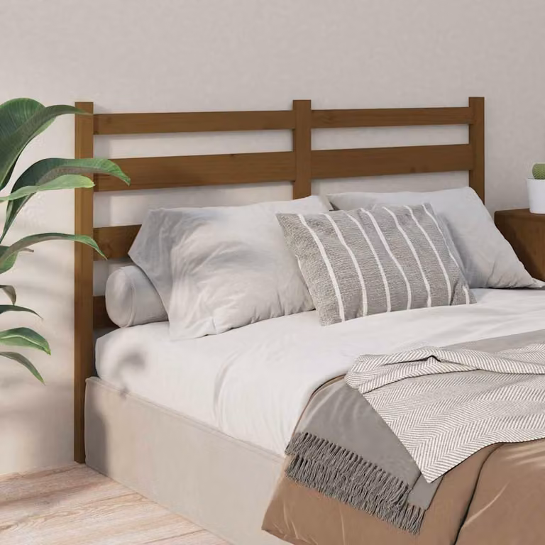 Testiera per letto vidaXL in legno massello di pino, colore marrone, L: 206 cm, P: 4 cm, H: 100 cm