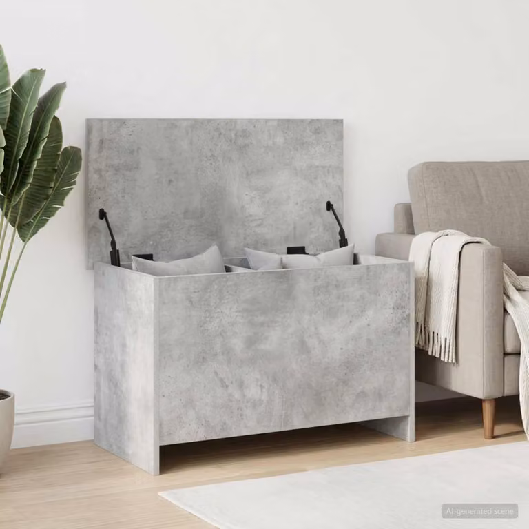 vidaXL Cassa di stoccaggio moderna in MDF Grigio Cemento L/P/H: 80 x 40 x 50 cm