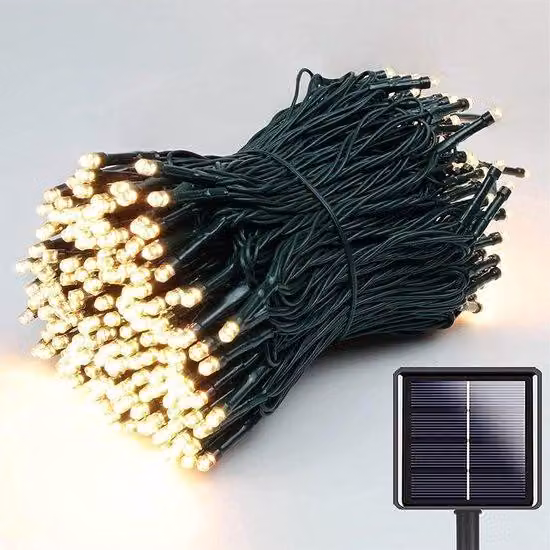 Luci natalizie a energia solare, 22 m, 200 LED, impermeabili