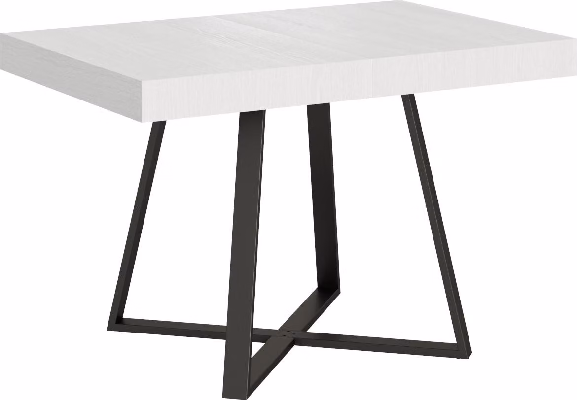 ITYHOME - Tavolo allungabile 120/224x90 cm Abbraccio bianco frassino gambe antracite