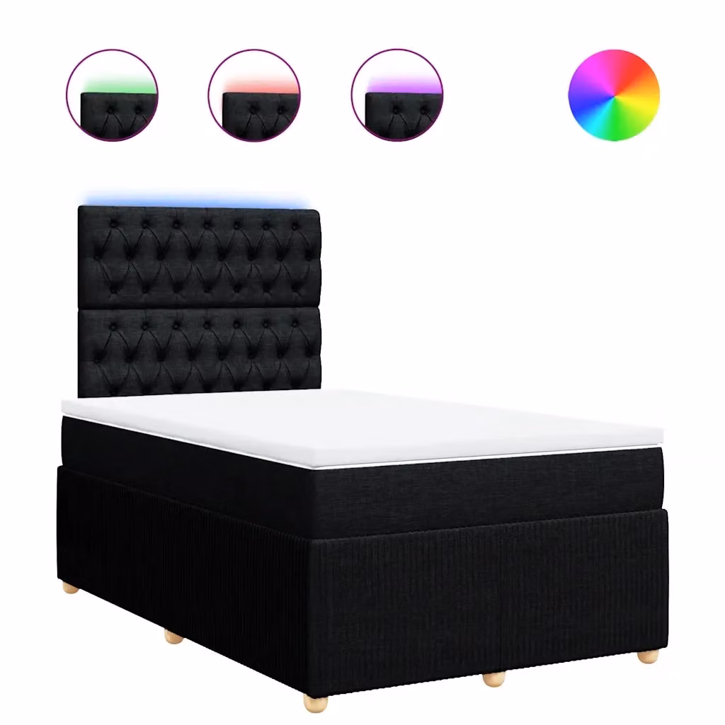 Letto Ibrido Moderno vidaXL con Materasso Nero e Illuminazione Sottostante L/P: 120 x 200 cm – 2