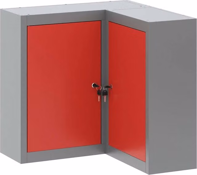Armadio portautensili con ripiani regolabili e serratura in acciaio rosso e grigio L/P/H: 55 x 55 x 55 cm