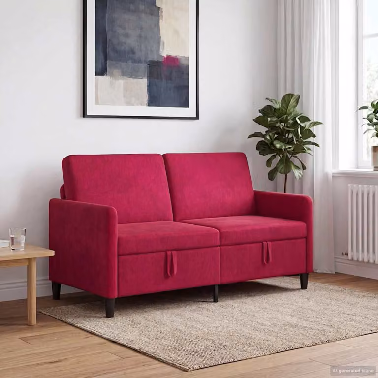 Divano moderno vidaXL con contenitore apribile in tessuto rosso per il tuo soggiorno L: 152 cm, P: 78 cm, H: 87 cm