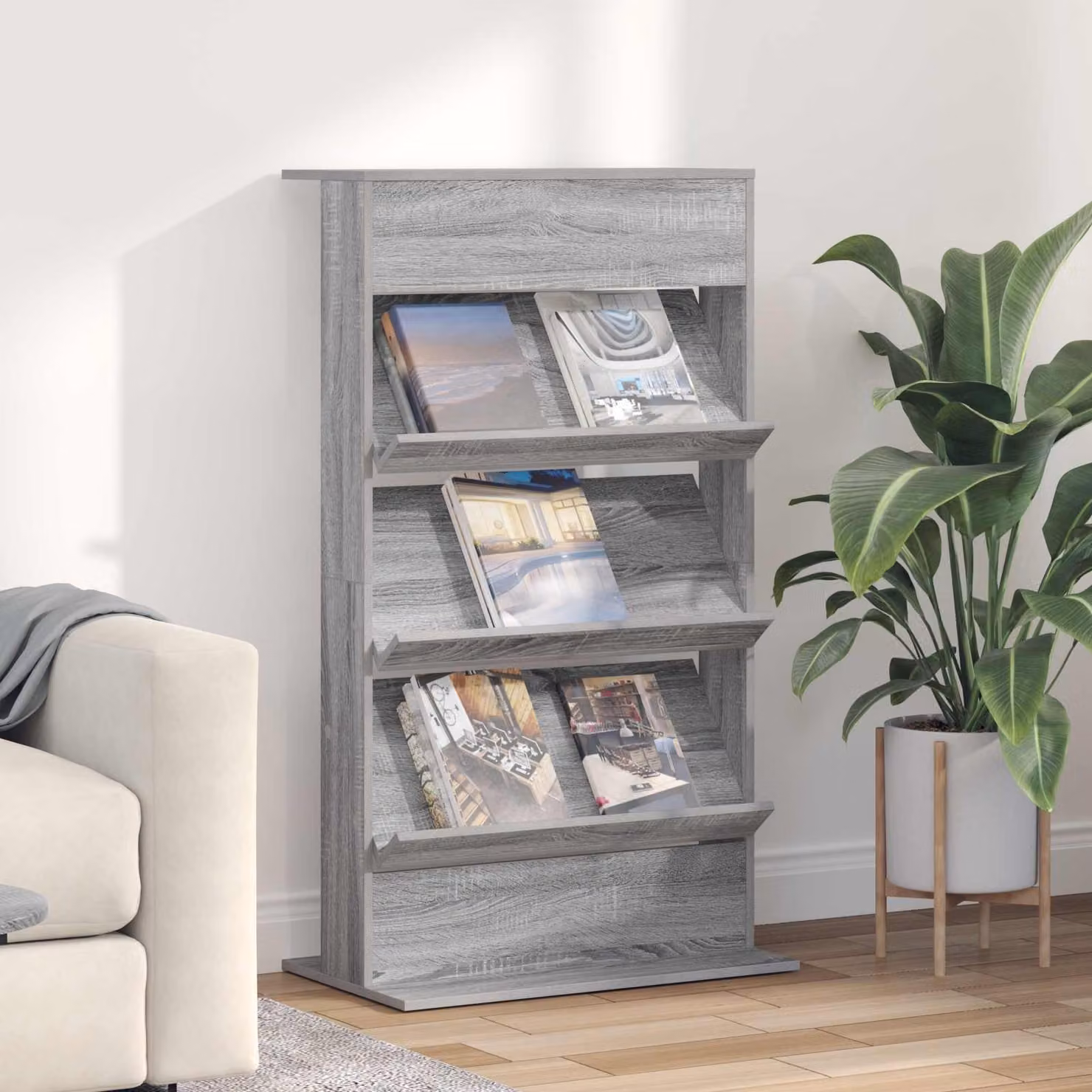 Scaffale per riviste vidaXL Grigio, L 70 cm x P 41 cm x H 126 cm
