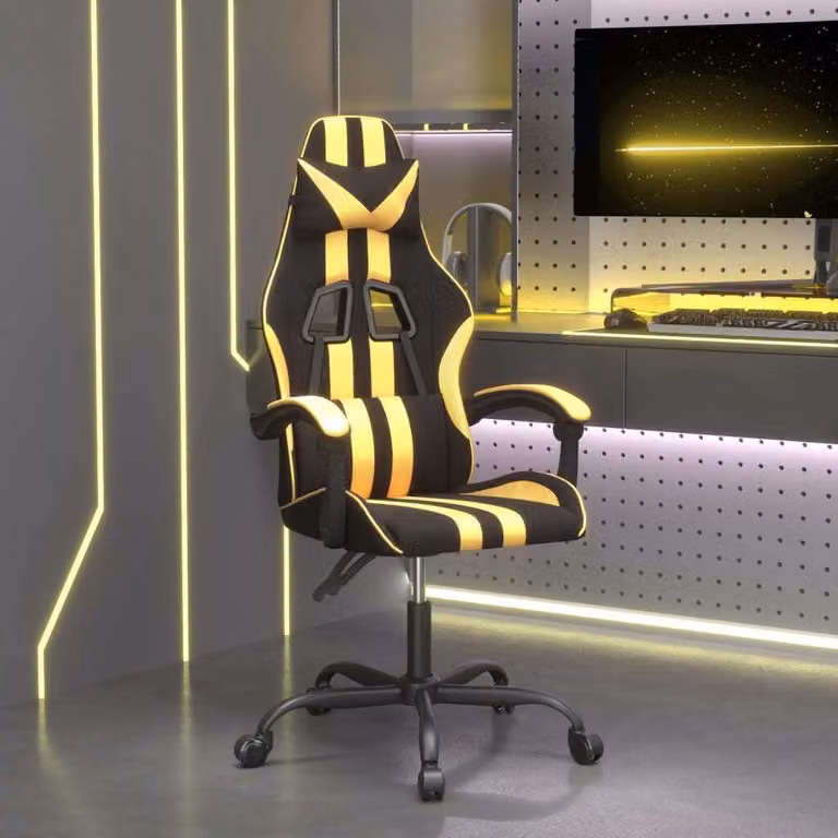 The Living Store Sedia da gioco in ecopelle nera e dorata