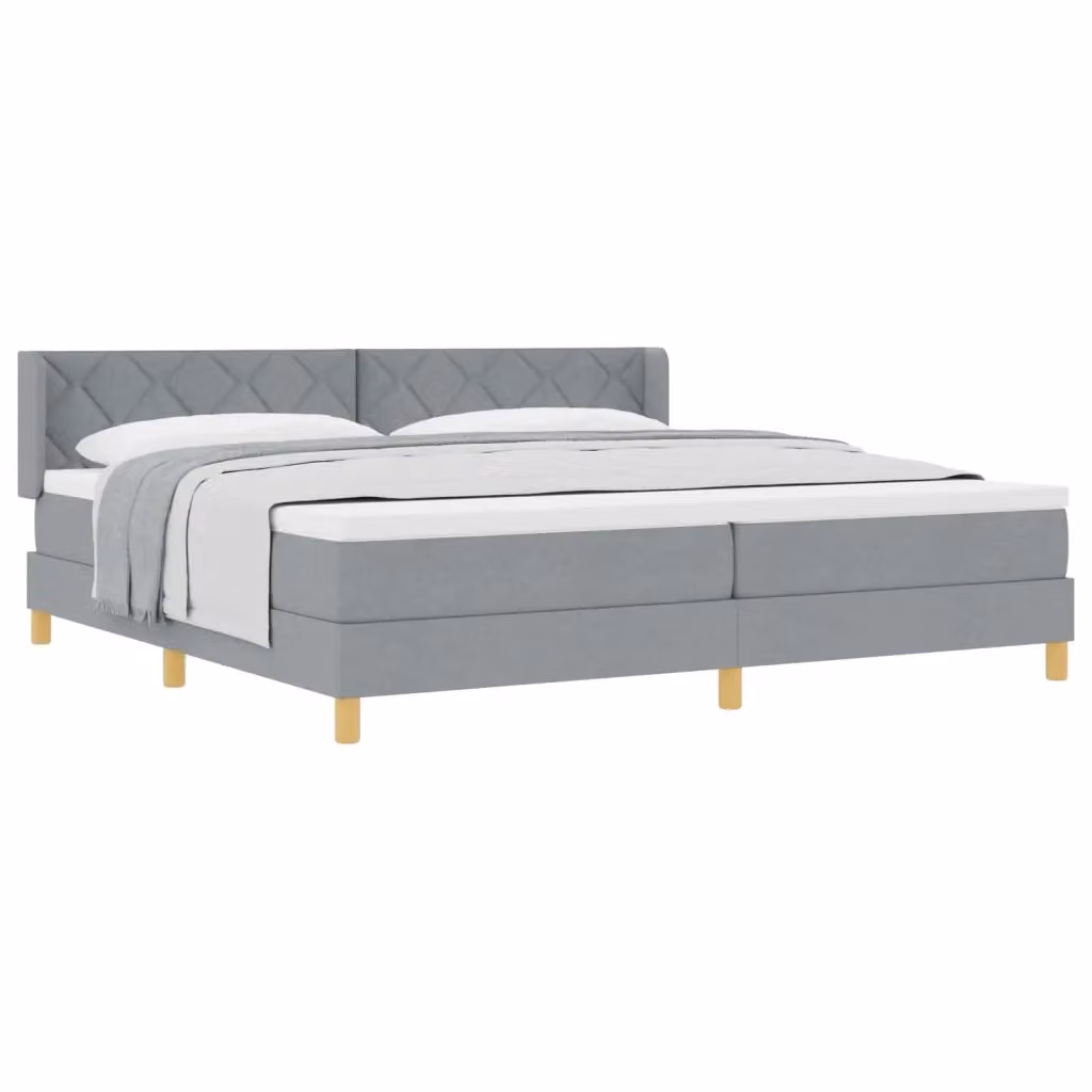 Letto a molle moderno vidaXL in tessuto grigio con struttura in legno e MDF, L: 200 cm, P: 200 cm, H: 203 cm – 2
