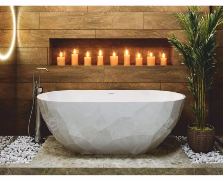 Casa Padrino Vasca da bagno freestanding bianco lucido 165 cm - Mobili da bagno