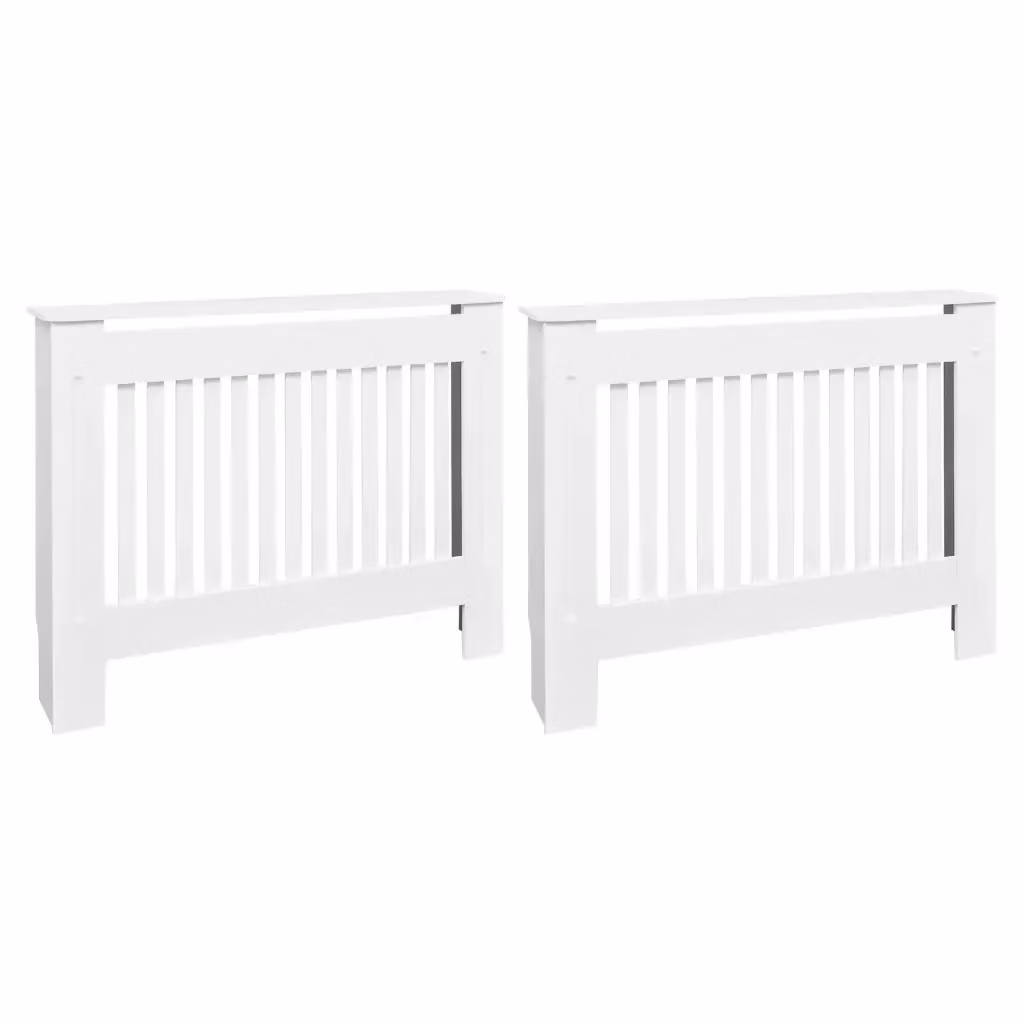 Set di 2 copritermosifoni vidaXL in legno multistrato bianco moderno L: 112 cm, H: 81,5 cm, P: 19 cm – 2