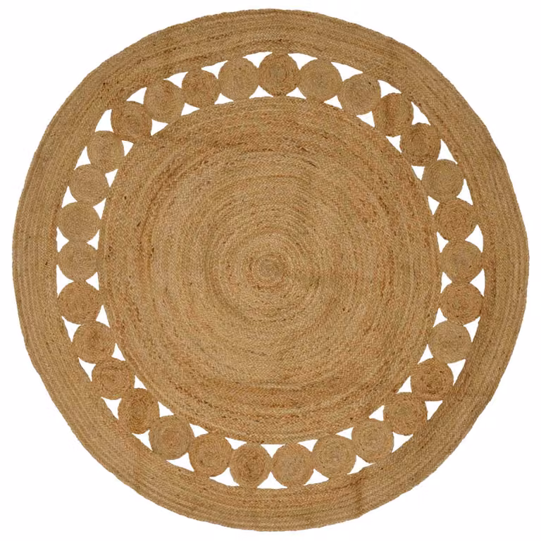 Tappeto rotondo in juta vidaXL, moderno e lavabile, marrone e beige, Ø 210 cm