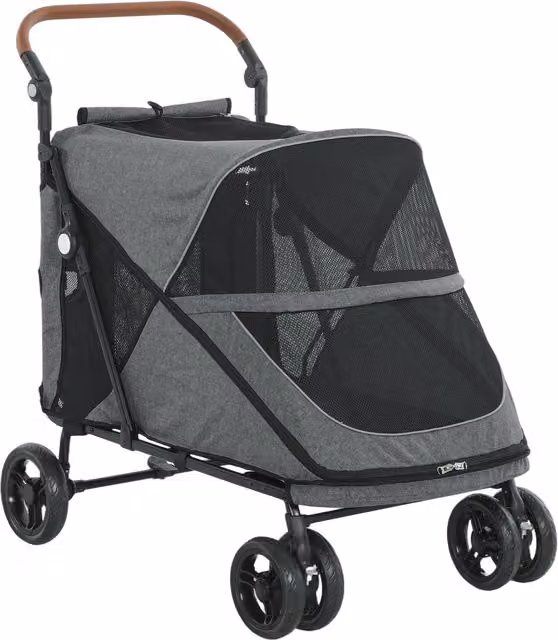 PawHut Passeggino cani pieghevole fino 30 kg con ruote 360° e cuscino, Grigio   Aosom Italy