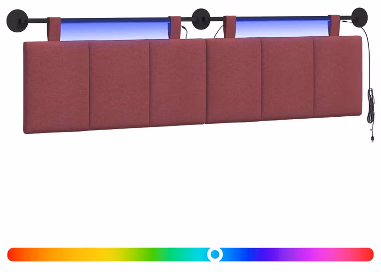 Testiera sospesa Con luce LED Rosso Vino Tessuto