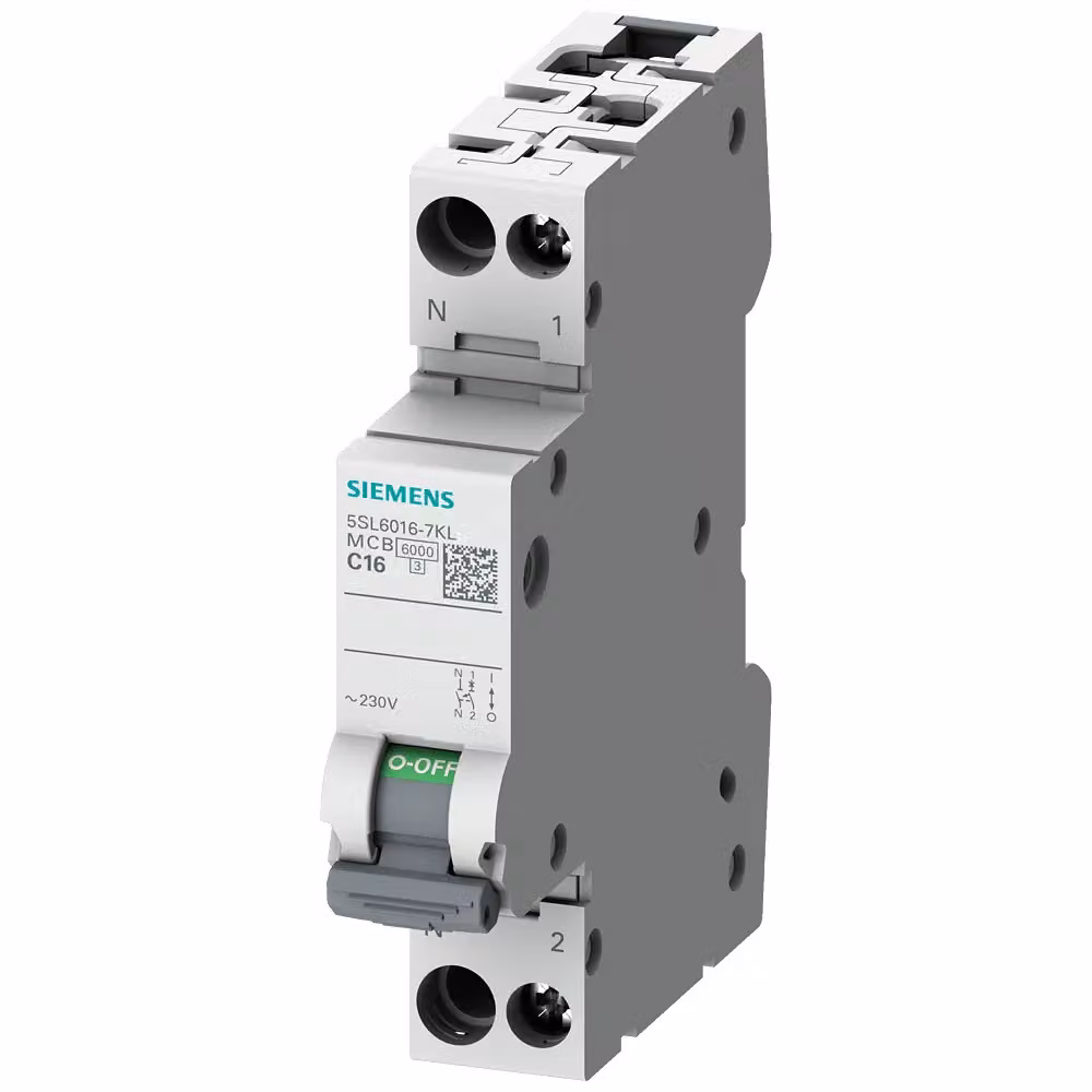 Interruttore automatico Siemens 230 V 6 kA, 1 polo + N / 1 modulo, N a sinistra C40 5SL60407KL