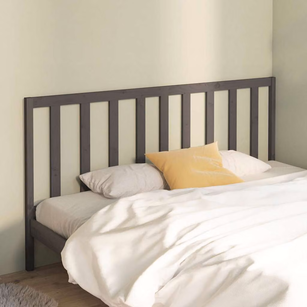 Testiera per letto moderna vidaXL in legno massello di pino, colore grigio, L: 206 cm, P: 4 cm, H: 100 cm