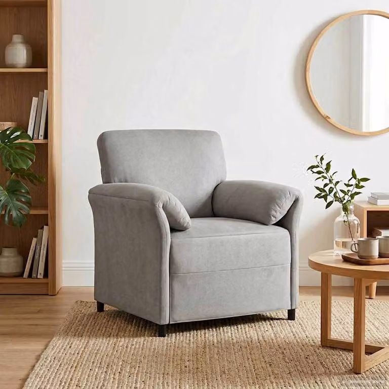 Divano singolo vidaXL in velluto grigio con struttura in metallo, L: 88 cm, P: 83 cm, H: 95 cm