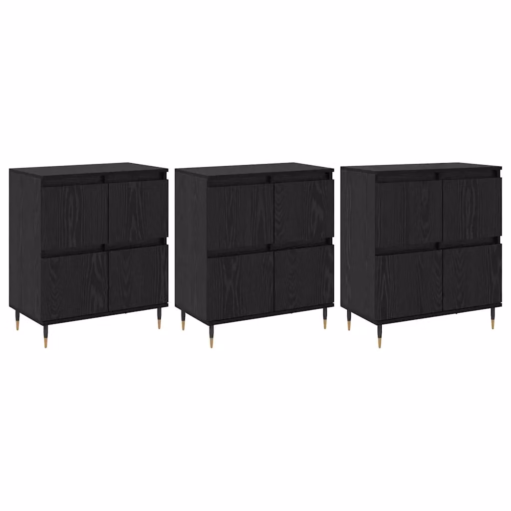 Armadio moderno vidaXL in legno 3 pezzi Rovere Nero L: 60 cm, P: 35 cm, H: 70 cm – 2
