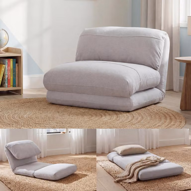 Divano letto MCW-E68, divano letto funzionale poltrona pieghevole poltrona reclinabile, tessuto/tessuto ~ beige