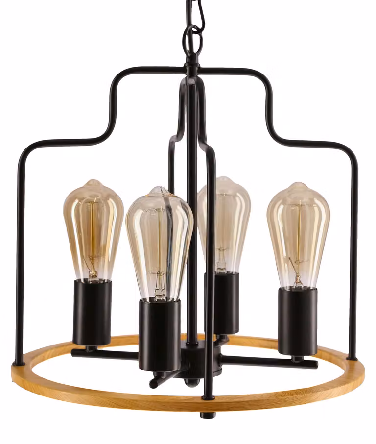 Illuminazione circolare a sospensione DATUS - 4xE27, 40W, nero / marrone