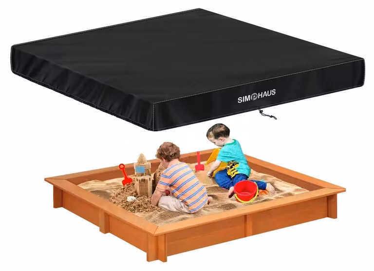 Copertura per sabbiera, 180x180x20 cm, impermeabile, con coulisse, colore nero, tessuto Oxford 420D