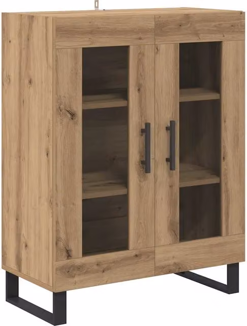 Credenza Buffet Rovere Artigianale in Legno Multistrato per Soggiorno e Sala da Pranzo L: 69,5 cm, P: 34 cm, H: 90 cm
