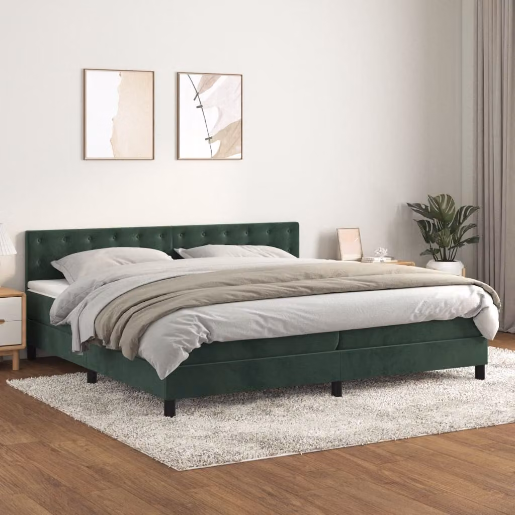 Maison Exclusive - Giroletto a Molle con Materasso Verde Scuro 200x200 cm Velluto