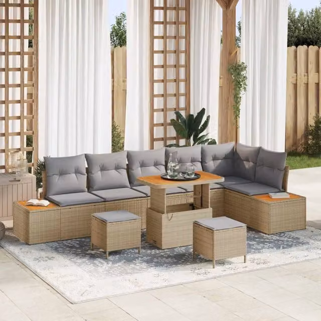 Set Divano da Giardino 9 pz 8-Numero di posti 3363327