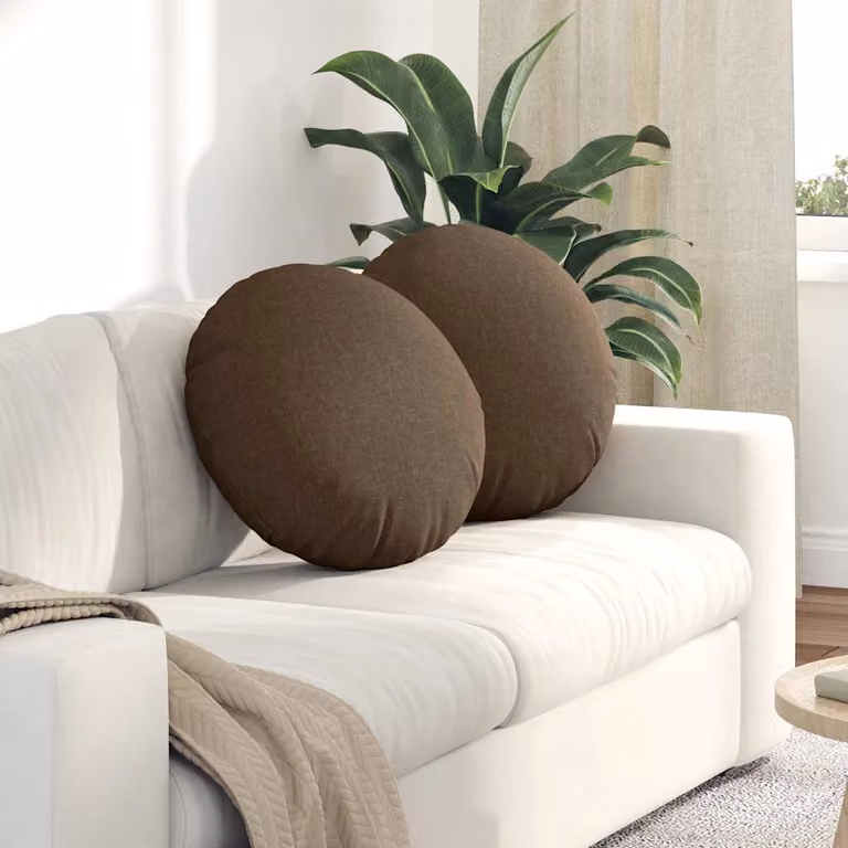 Set di 2 cuscini per seduta rotondi vidaXL in tessuto marrone, Ø 50 cm x H 19 cm
