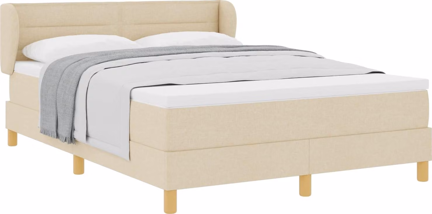 Letto a molle con materasso Crema 140 x 200 cm Tessuto