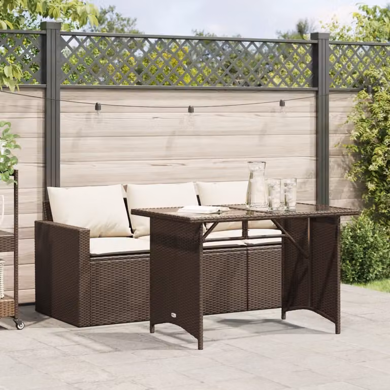 Maison Exclusive - Set da pranzo da giardino 2 pezzi con cuscini marroni in polyrattan