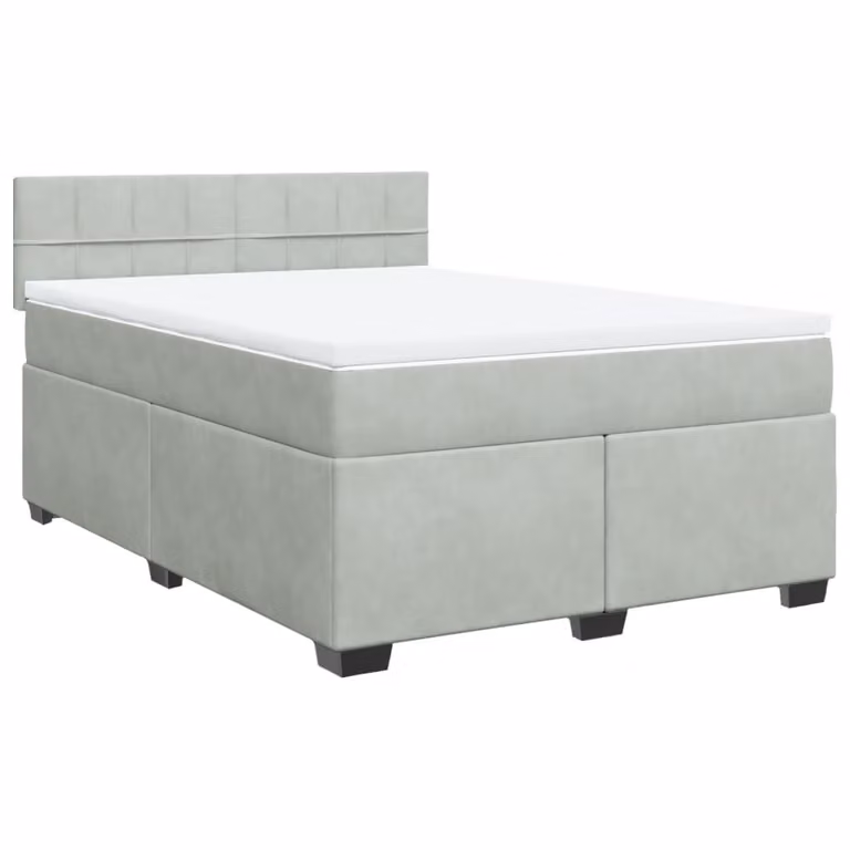 Giroletto a Molle con Materasso Grigio Chiaro 160x200cm Velluto