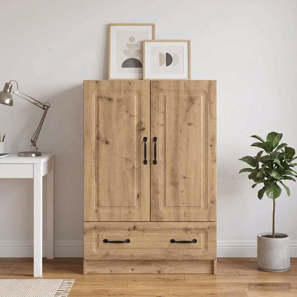 Credenza moderna vidaXL in legno e metallo color marrone L: 66 cm, P: 34,5 cm, H: 92 cm