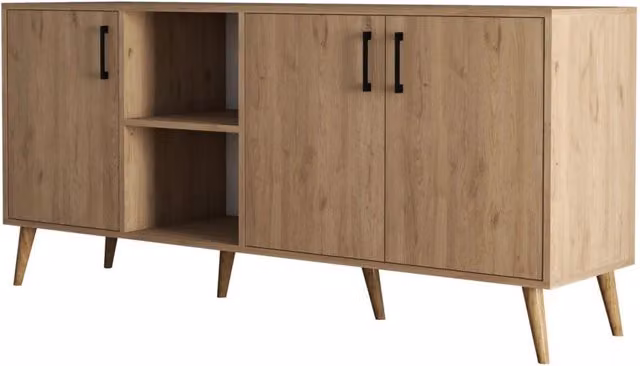 Credenza moderna in legno Hanah Home, colore marrone, L: 180 cm, P: 45 cm, H: 80 cm – 1