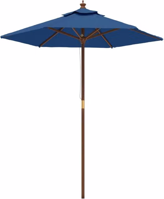 Ombrellone da giardino con palo in legno 196 x 231 cm blu 02_0008337