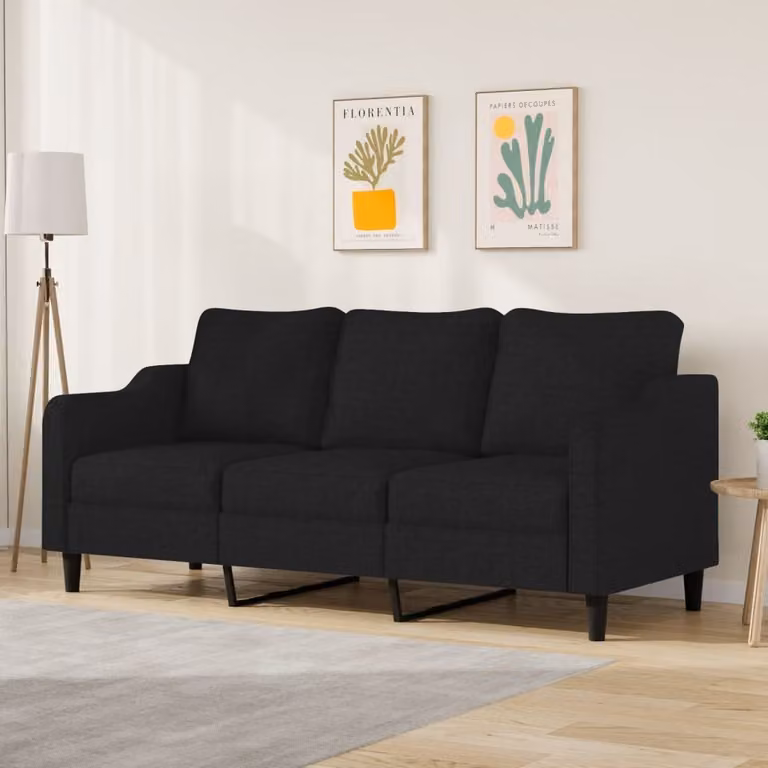 Maison Exclusive - Divano a 3 posti nero 180 cm tessuto