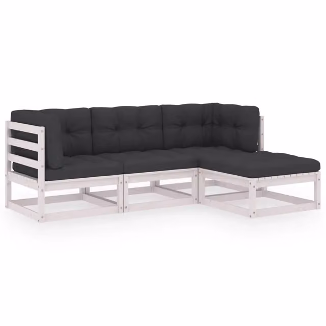 Set Divani da Giardino 4 pz | Set Salotto da Giardino con Cuscini Legno Massello Pino