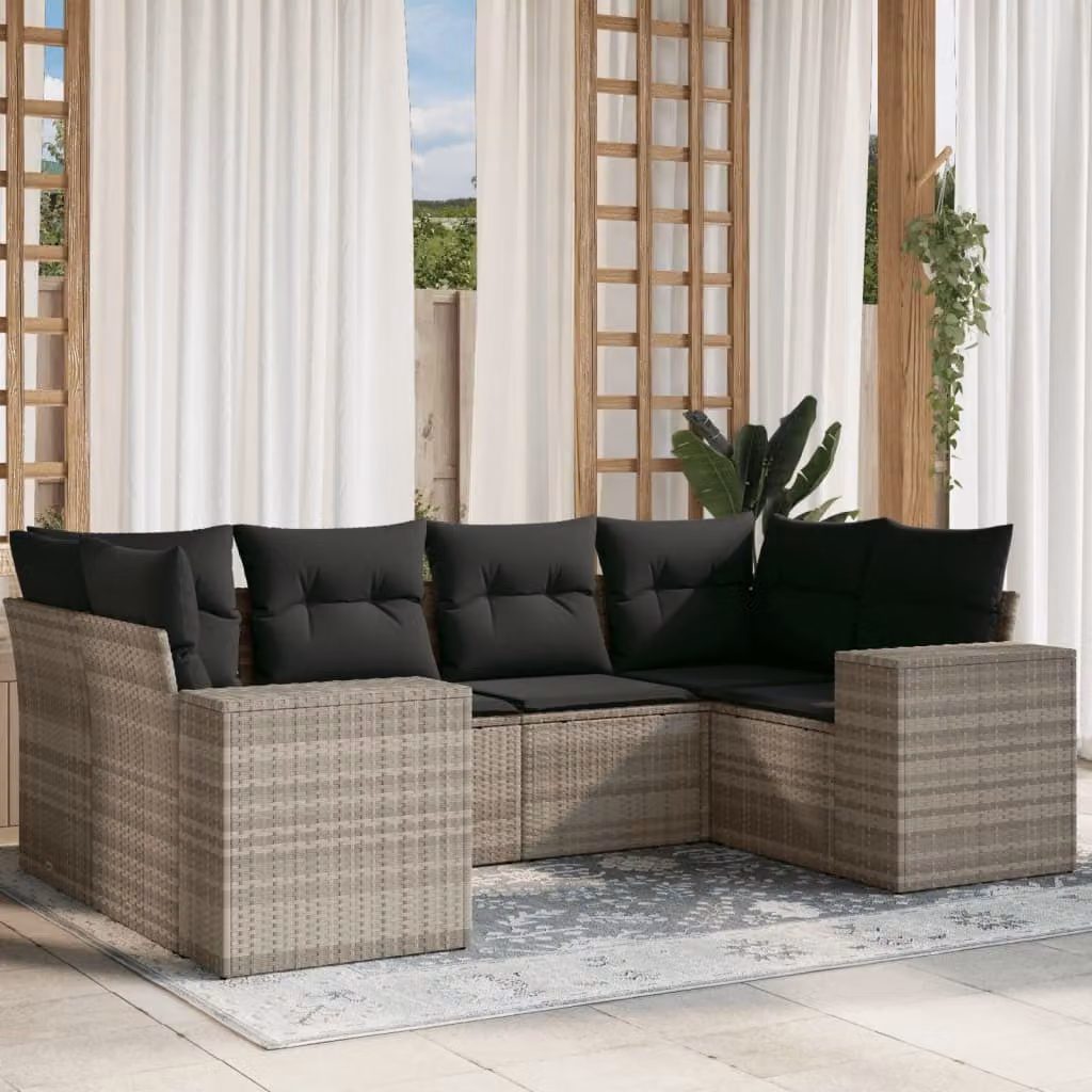 Maison Exclusive - Set Divano da Giardino 6pz con Cuscini Grigio Chiaro Polyrattan
