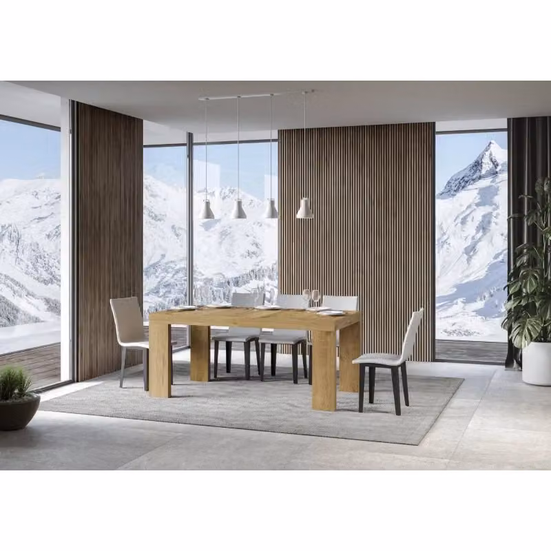 Tavolo da pranzo rettangolare allungabile Itamoby in finitura rovere e bianco, moderno con piano in MDF laminato, L: 90-264 cm, P: 90 cm, H: 77 cm – 2