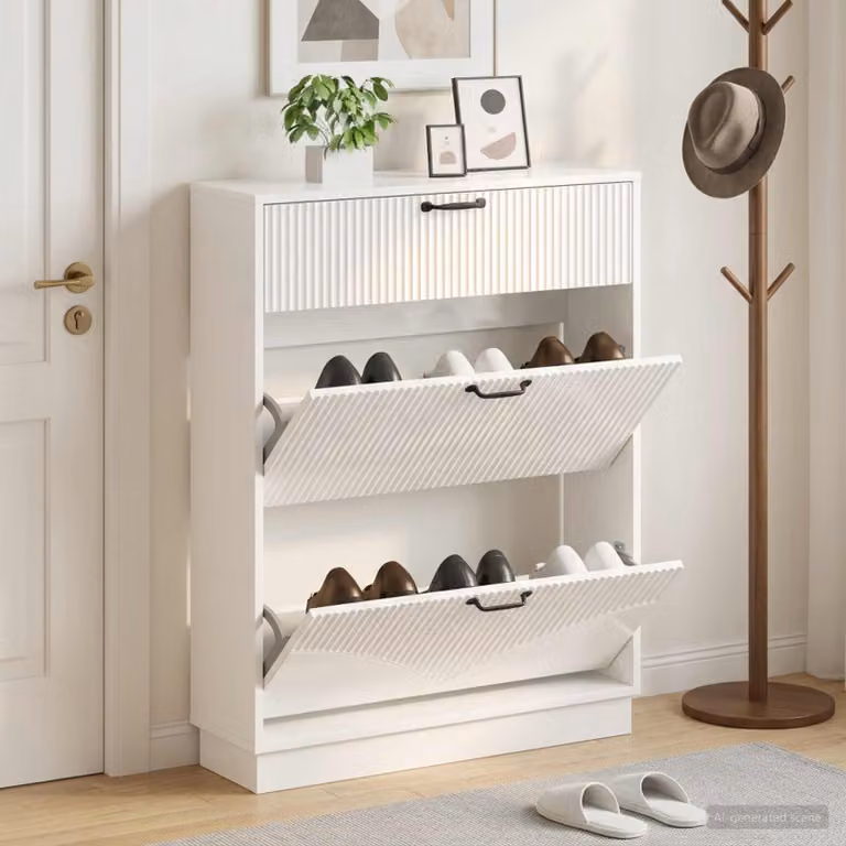 Mobile porta scarpe vidaXL HOORN moderno in MDF e metallo, L/P/H: 78 x 24 x 100 cm