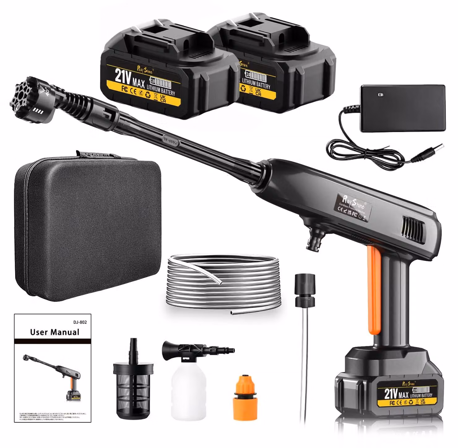 Idropulitrice portatile senza fili - Potenza: 1200 PSI - Capacità: 336 litri all'ora - Ideale per auto e giardino