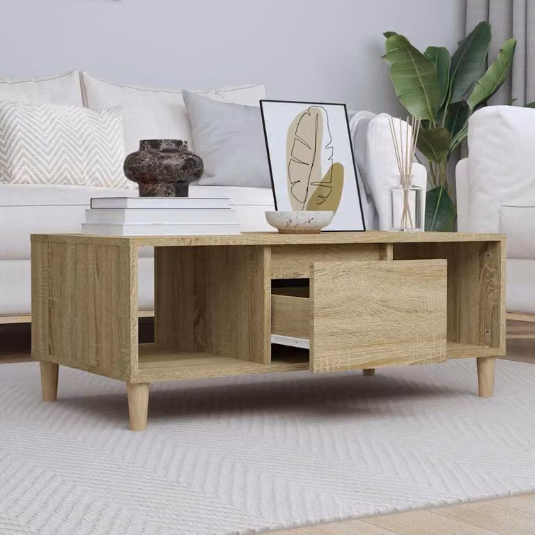 Tavolino da salotto vidaXL in legno Rovere Sonoma marrone L 90 cm, P 50 cm, H 36,5 cm
