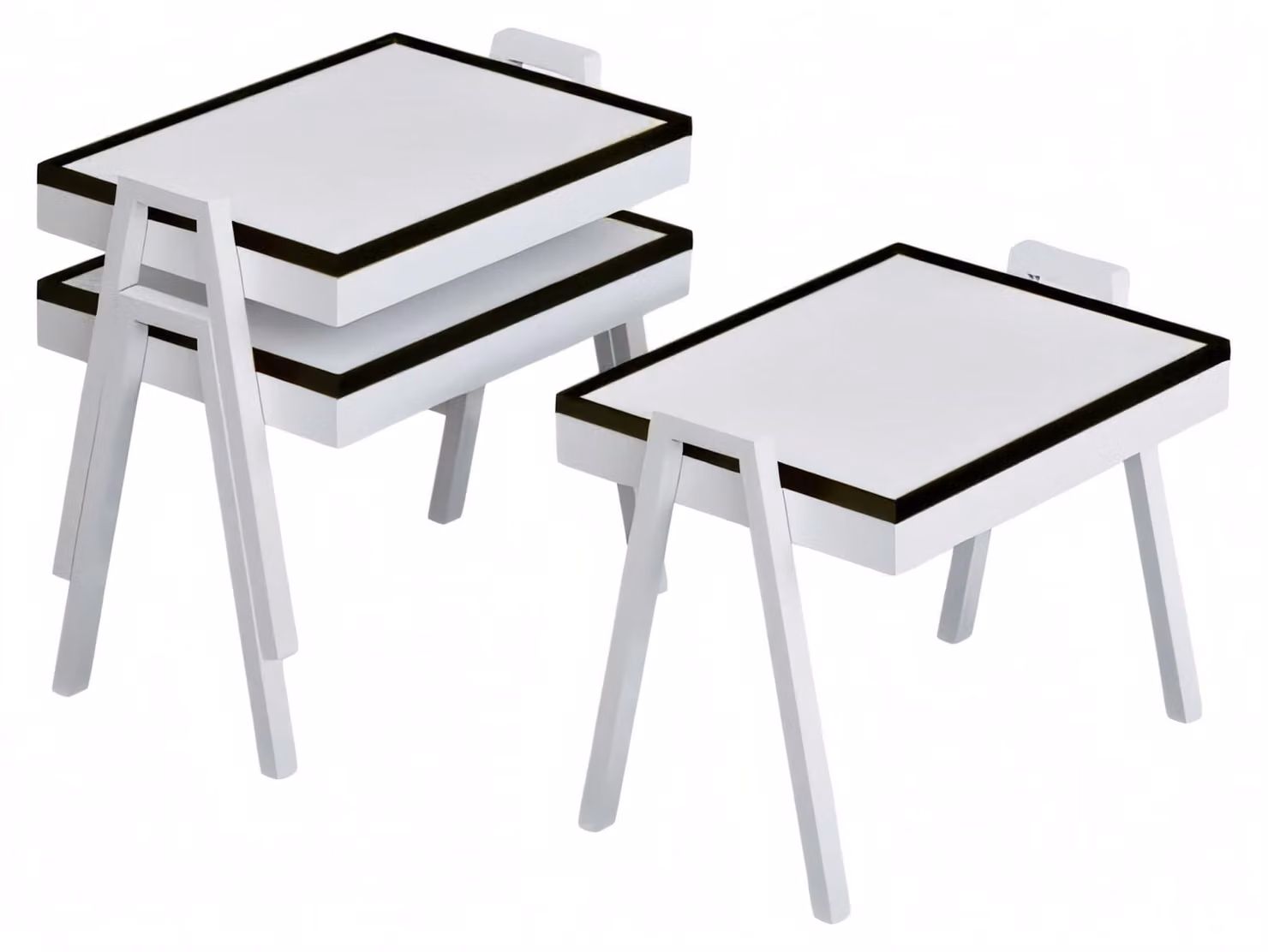 Elegantes weißes Couchtisch-Set aus Holz modernes Design