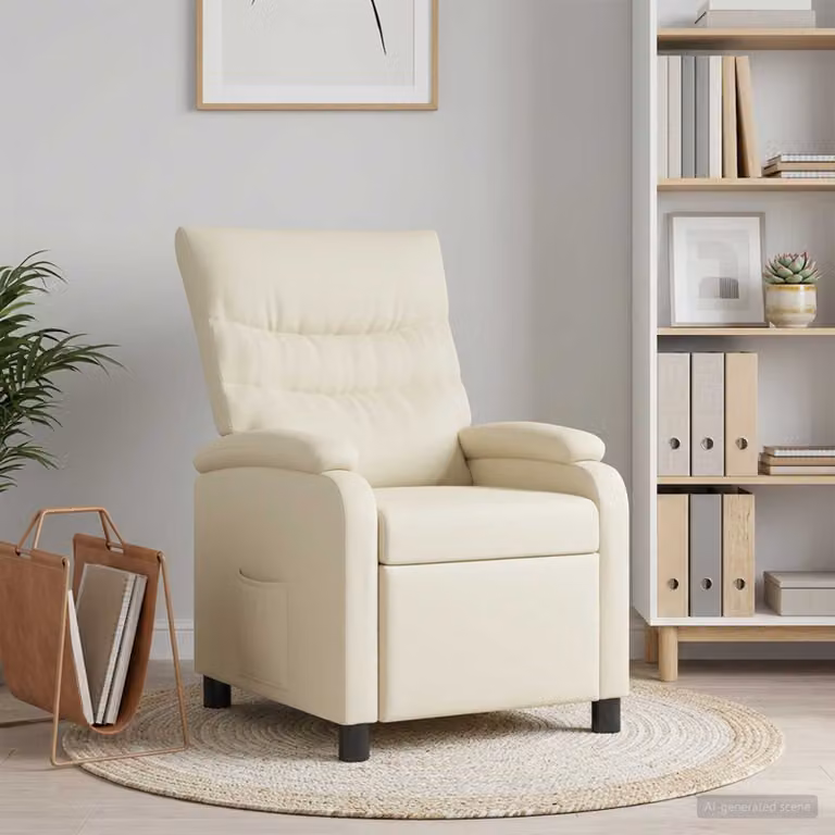 Poltrona reclinabile relax vidaXL in similpelle beige con braccioli per soggiorno e ufficio