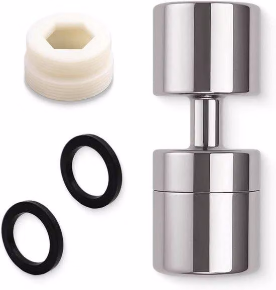 Rubinetto girevole a 360 gradi, con prolunga e aeratore, compatibile con raccordi filettati maschio M22 o femmina M24, per un flusso d'acqua ottimizzato e un maggiore risparmio