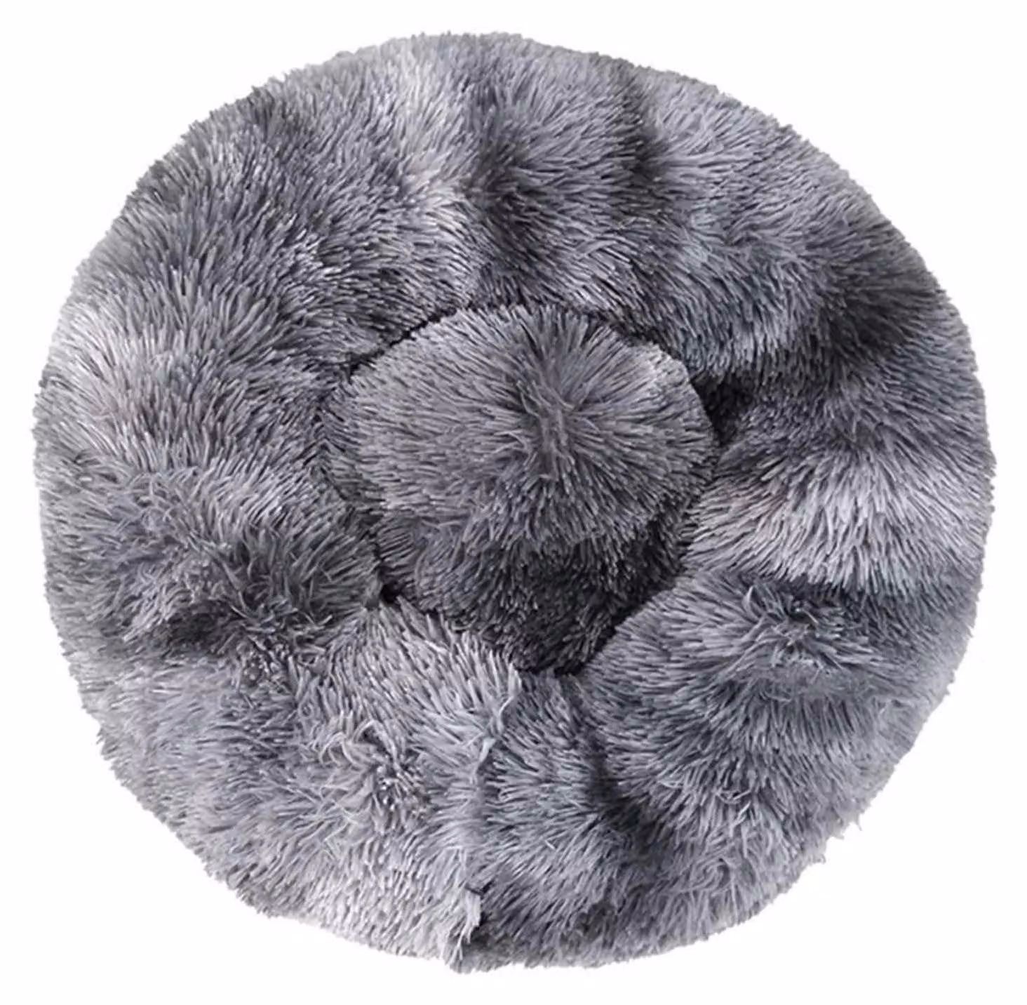 Cuccia per cani, cuccia per gatti, forma a ciambella, in peluche, color grigio scuro, 60 cm