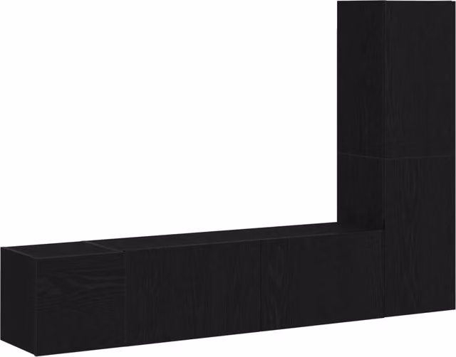 Set mobile TV 4 pz | Armadietto TV | Mobile Porta TV Rovere Nero 130,5 x 30 x 140 cm