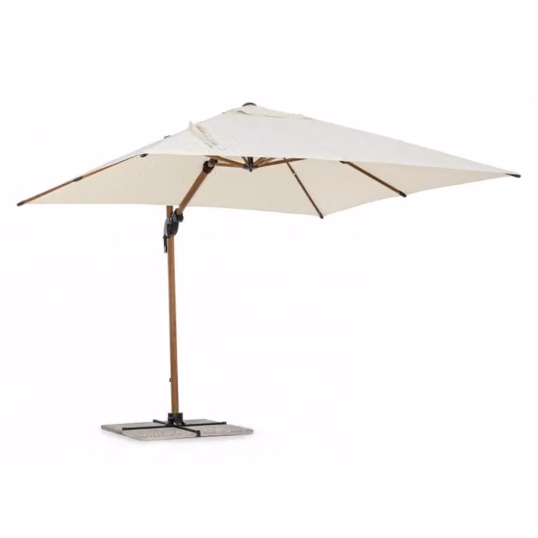 Ombrellone a braccio ORION in alluminio effetto legno, telo beige 3×3