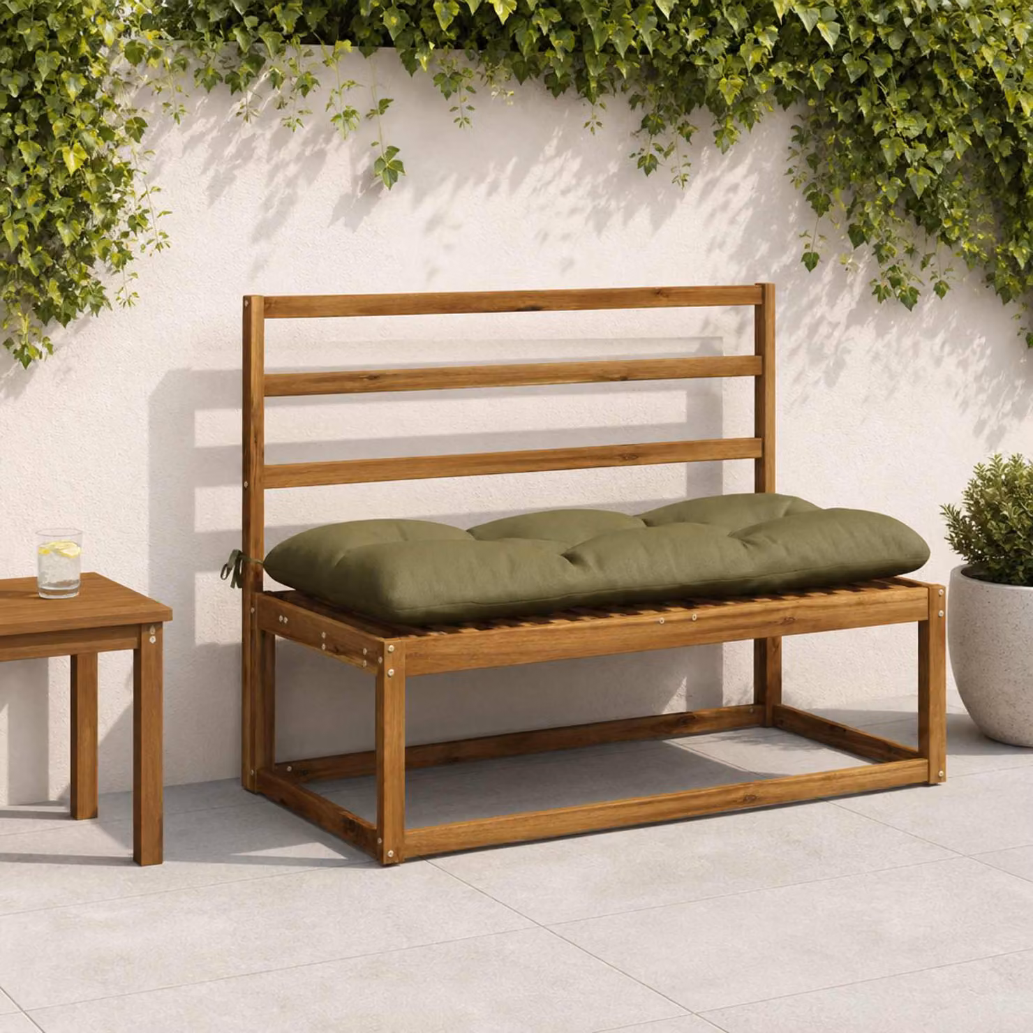 Set di 2 cuscini per panchina vidaXL VIANEN verdi in poliestere con imbottitura in schiuma e coperture lavabili e resistenti ai raggi UV