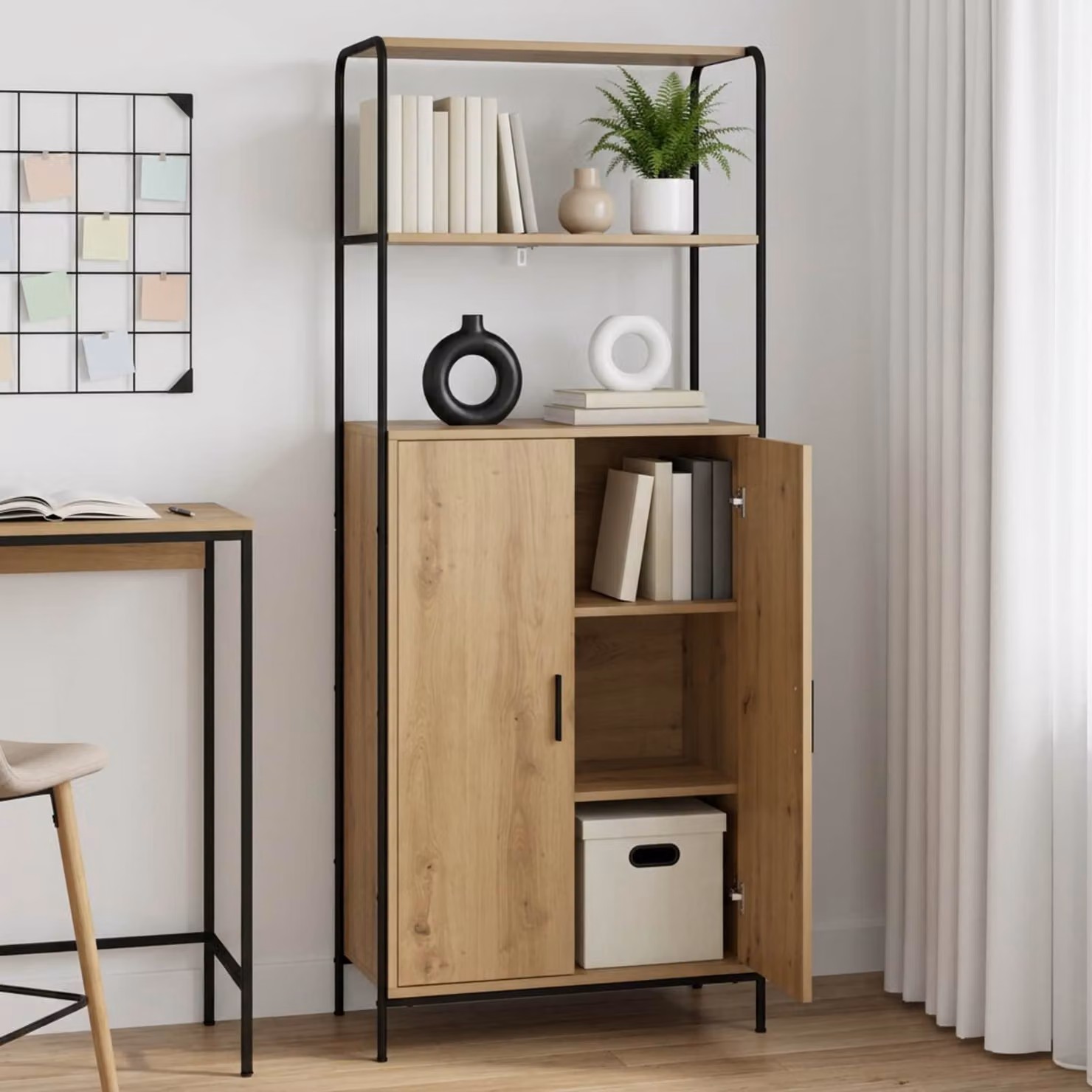 vidaXL Credenza Moderna in Rovere e Metallo, Colore Marrone, L/P/H: 40 x 33 x 161 cm