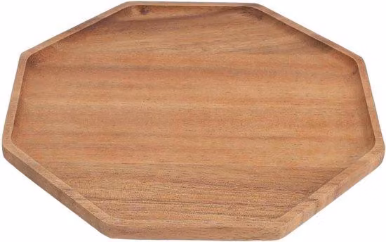 Vassoio da portata in legno in stile giapponese - Design semplice, ideale per alimenti, verdura, frutta e tè - Vassoio da portata in legno per la casa (rotondo, ottagonale)