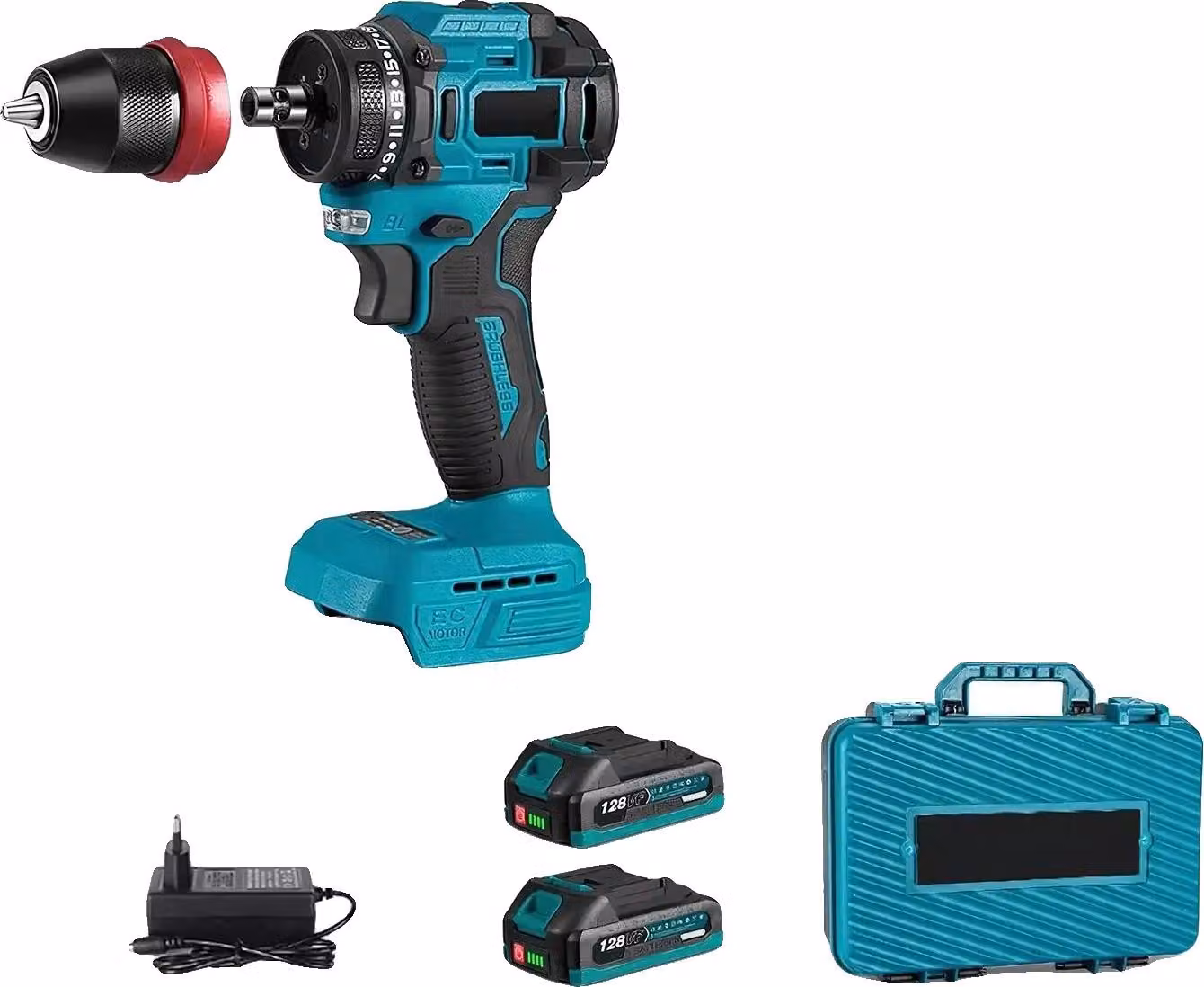 Avvitatore a batteria, motore brushless, trapano a batteria, 2 batterie